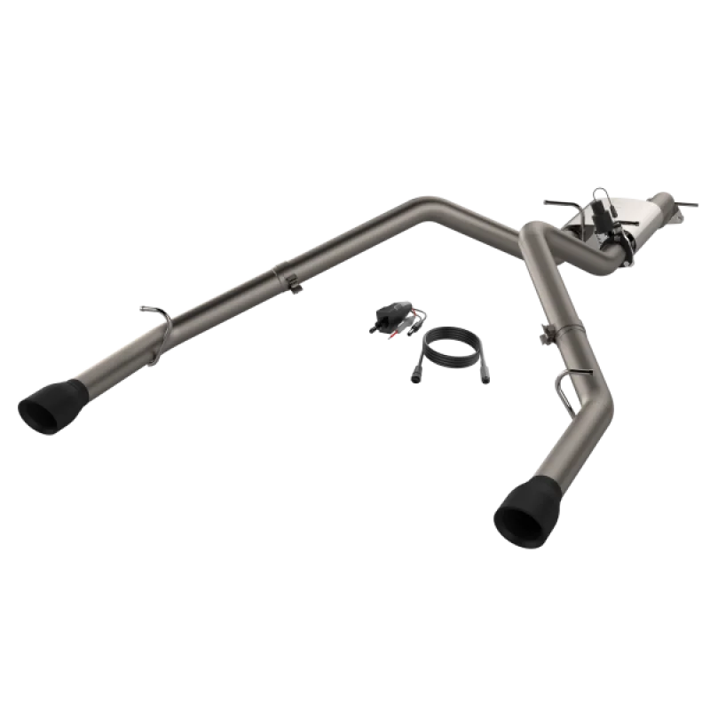 2019-2024 Ram 1500 QTP Screamer Split Rear Exit Cat Back Black Tips - Back View