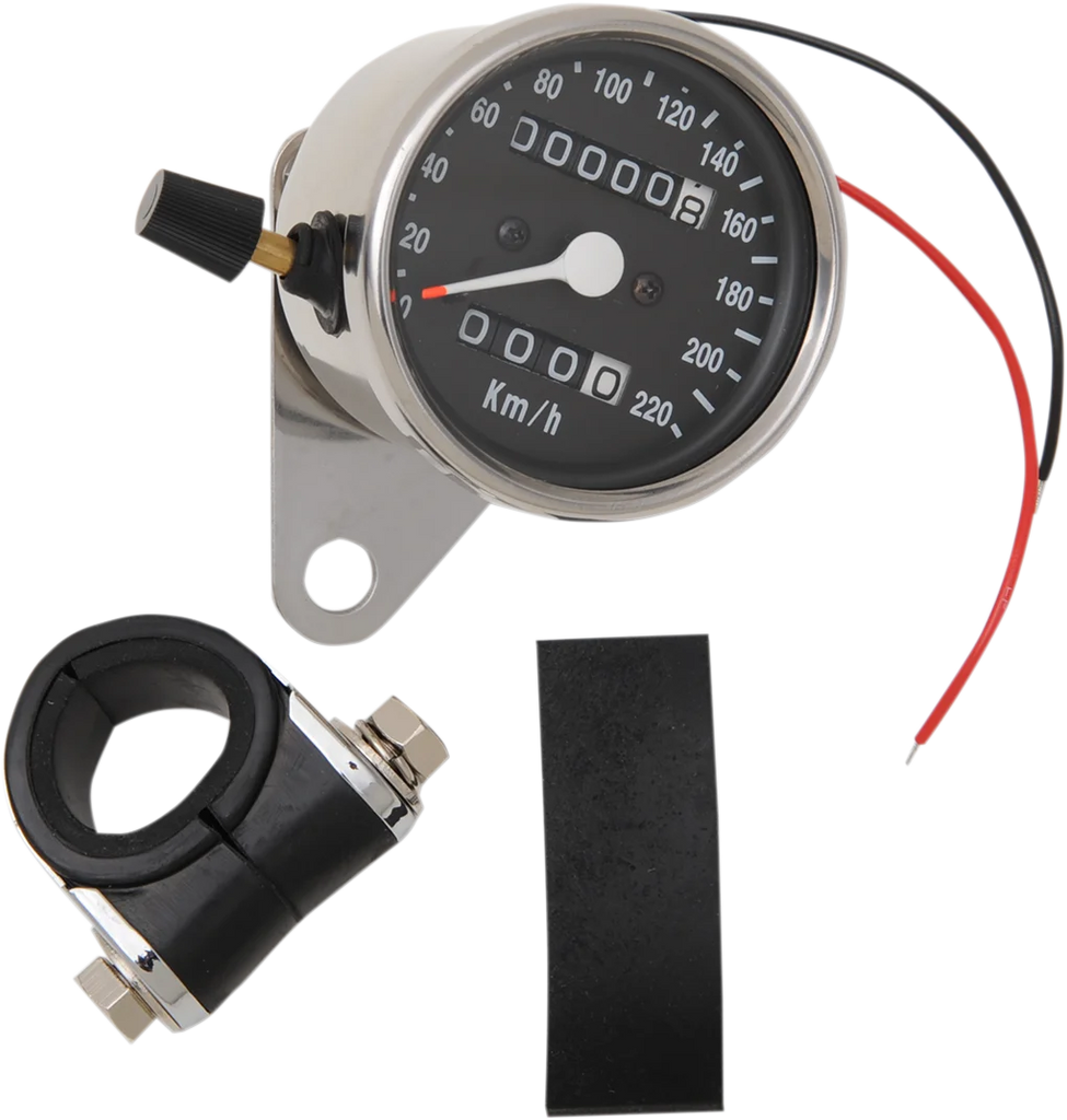 2.4" KPH Mini LED Mechanical Speedometer/Indicators/Trip - Black Face