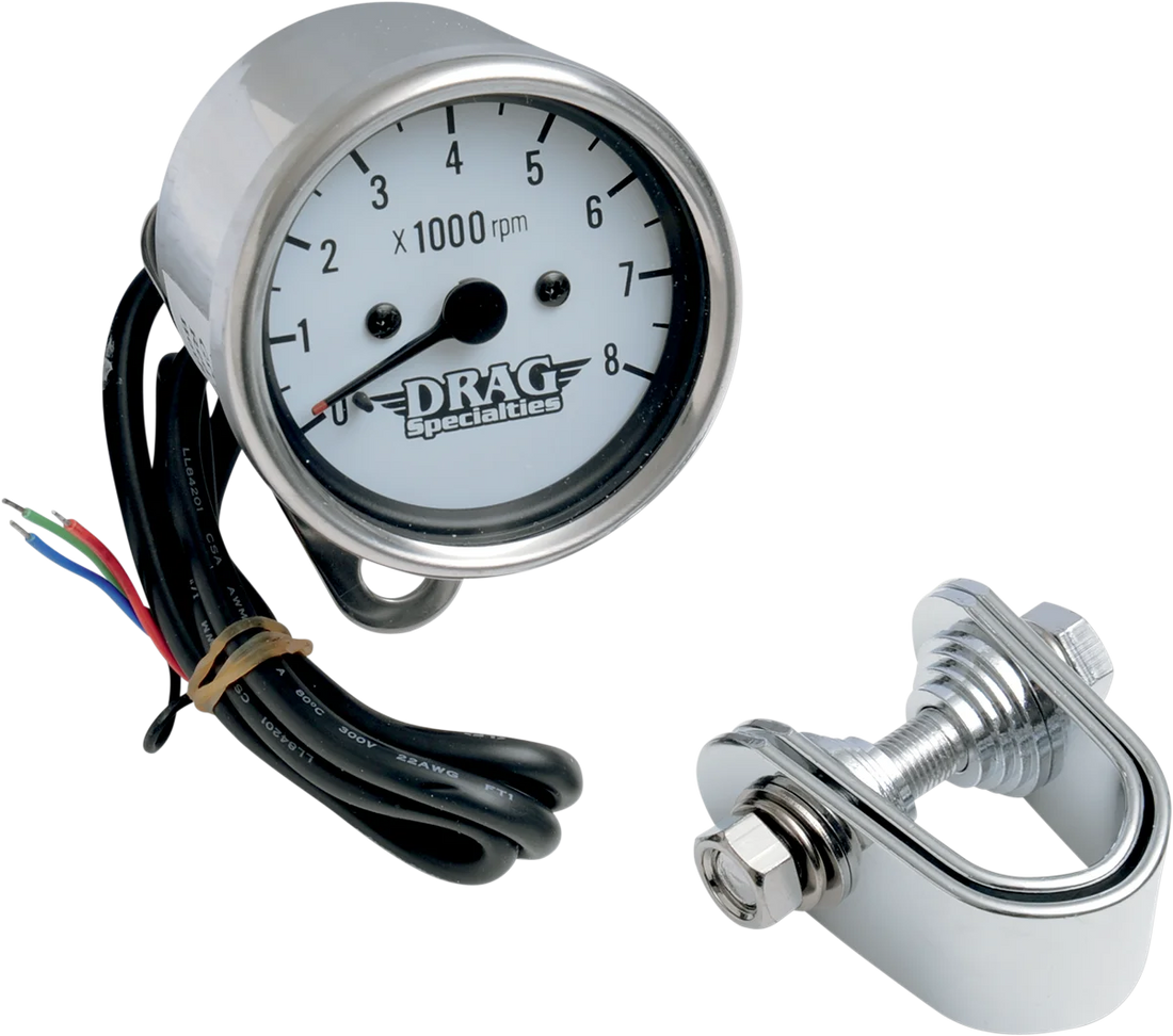 2.4" Mini Electronic 8000 RPM Tachometer - Black Housing - Black Face DragSpecialties 21-6910BNUDS1 - Side View