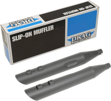 Load image into Gallery viewer, 3-1/2" Slashdown Slip-On Mufflers - Black DragSpecialties H00962 - Side View