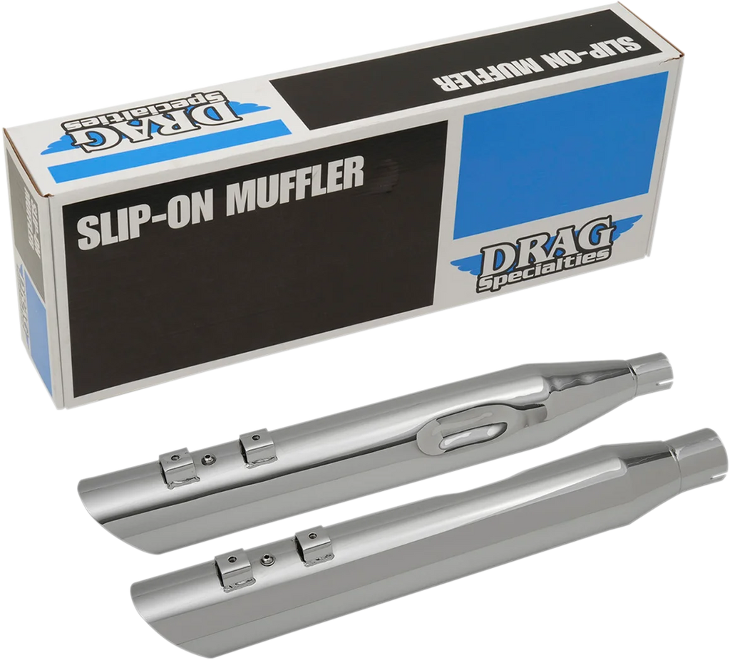 3-1/2" Slashdown Slip-On Mufflers - Chrome DragSpecialties H00963 - Side View