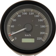 Load image into Gallery viewer, 3-3/8" KPH Programmable Electronic Speedometer - Black Bezel - Black Face DragSpecialties T21-69A4BBDS - Main Product View