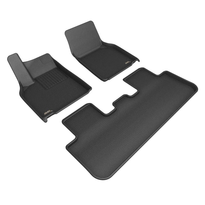 3D MAXpider 2026 Tesla Model Y Juniper Kagu 1st & 2nd Row Floormats - Black - Main Product View