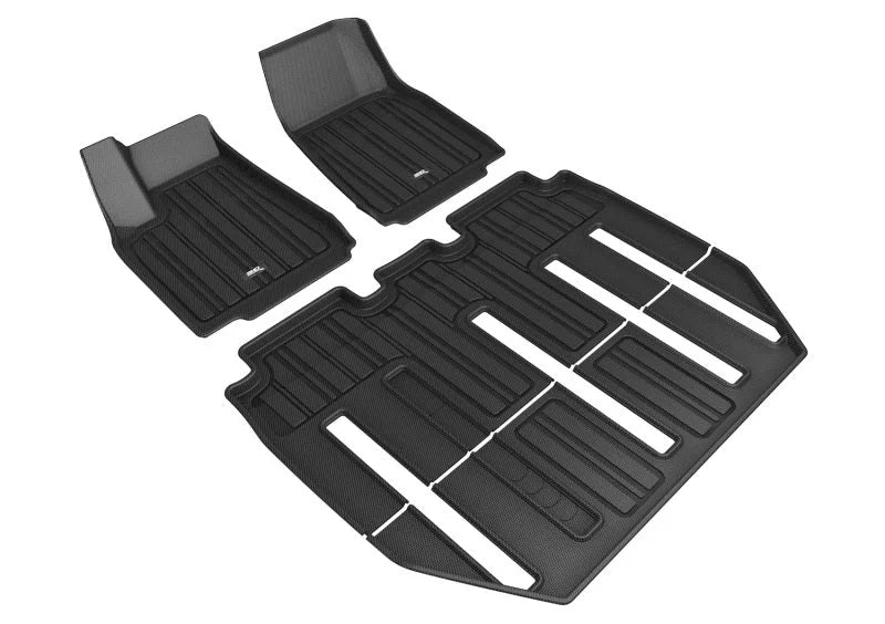 3D Maxpider 17-21 Tesla Model X Folding 7-Seat Elitect 1st 2nd 3rd Row - Floor Mat Set (Black) - Main Product View