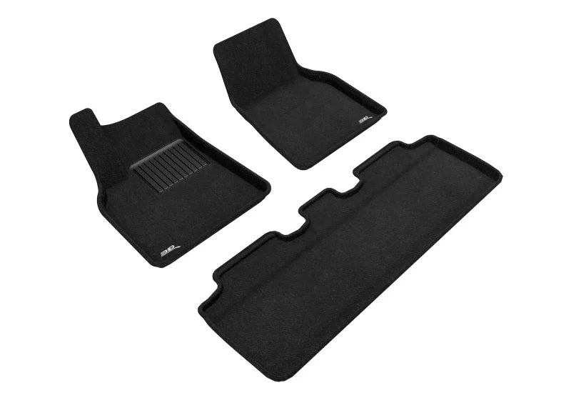 3D Maxpider 21-22 Tesla Model Y Elegant 1st 2nd Row - Floor Mat Set (Black) - Main Product View