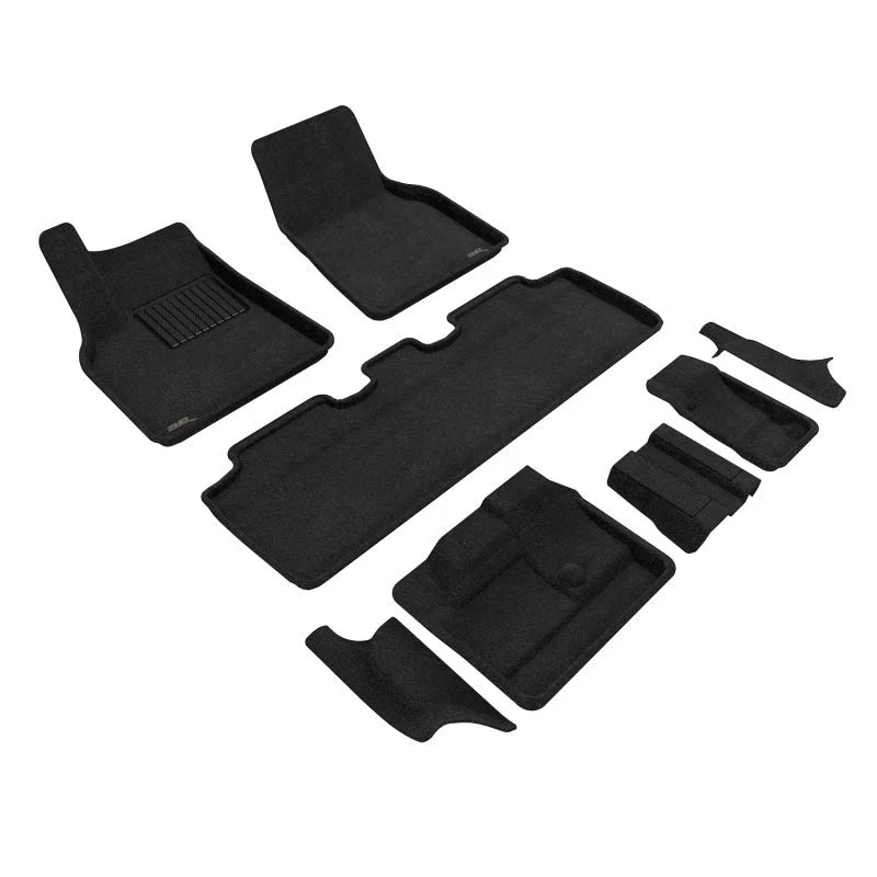 3D Maxpider 21-23 Tesla Model Y 7-Seat Elegant Floor Mat- Black 1St Row 2Nd Row 3Rd Row - Main Product View