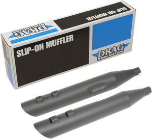 4" Slashdown Slip-On Mufflers - Black DragSpecialties H00966 - Side View