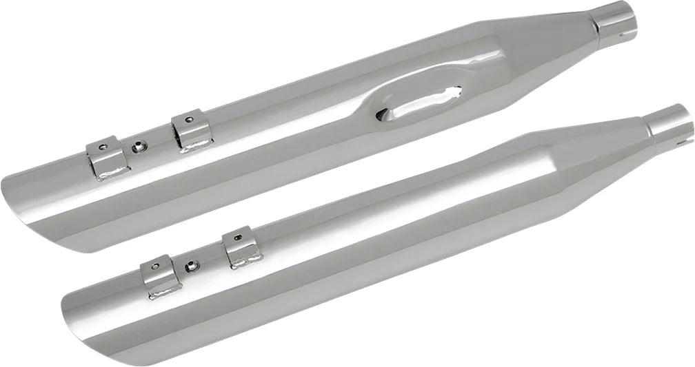 4" Slashdown Slip-On Mufflers - Black DragSpecialties H00966 - Detail View