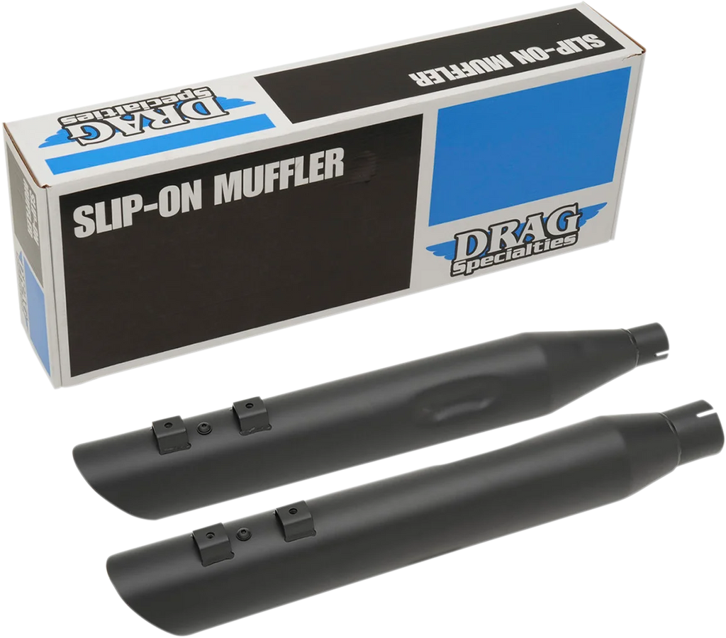 4" Slashdown Slip-On Mufflers - Black DragSpecialties H00968 - Side View