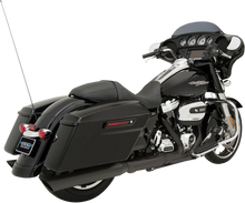 Load image into Gallery viewer, 4" Slashdown Slip-On Mufflers - Black DragSpecialties H00968 - Back View