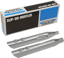 Load image into Gallery viewer, 4" Slashdown Slip-On Mufflers - Chrome DragSpecialties H00967 - Side View