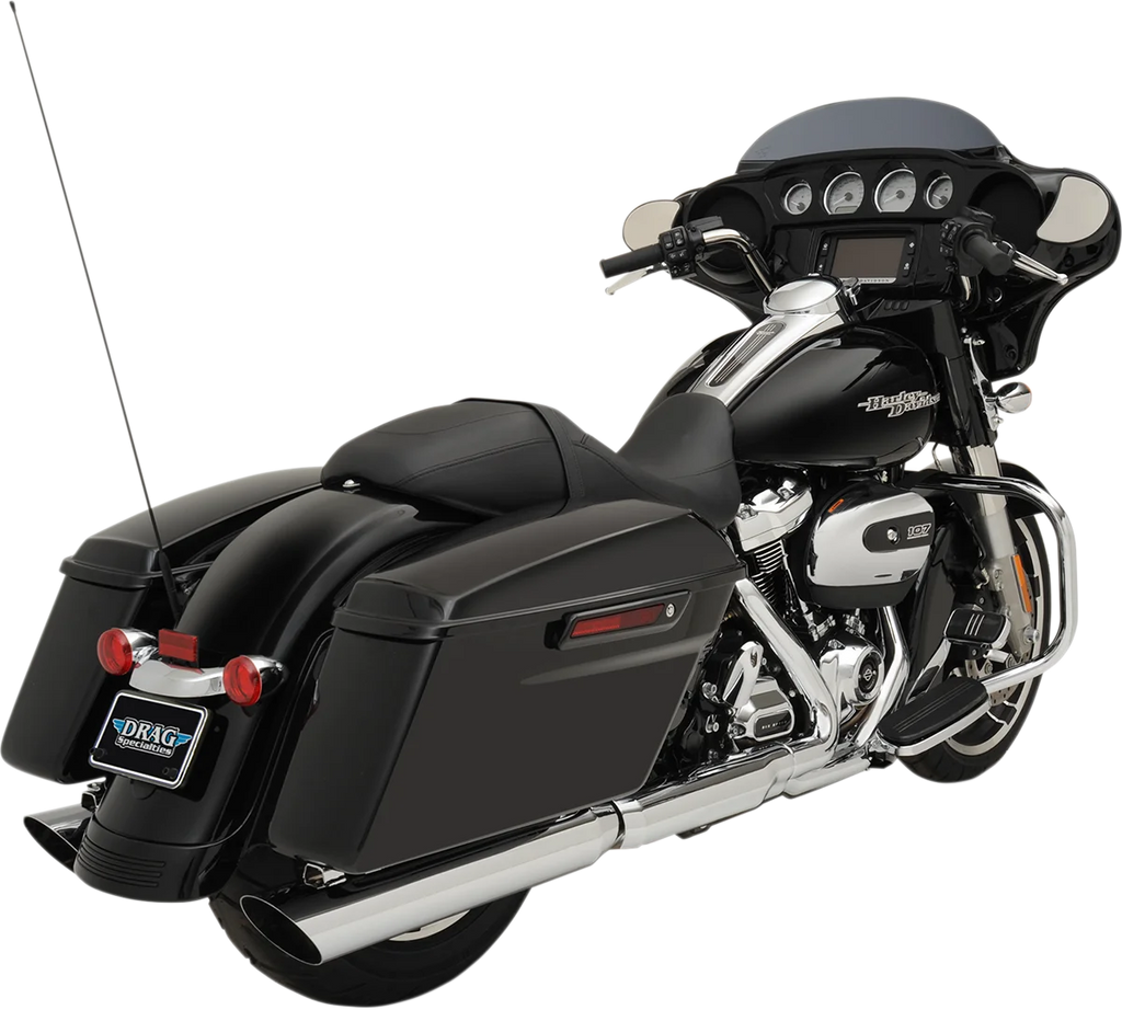 4" Slashdown Slip-On Mufflers - Chrome DragSpecialties H00967 - Back View