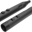 Load image into Gallery viewer, 4" Slip-On Mufflers with Billet End Caps - Black/Black DragSpecialties H00972 - Side View