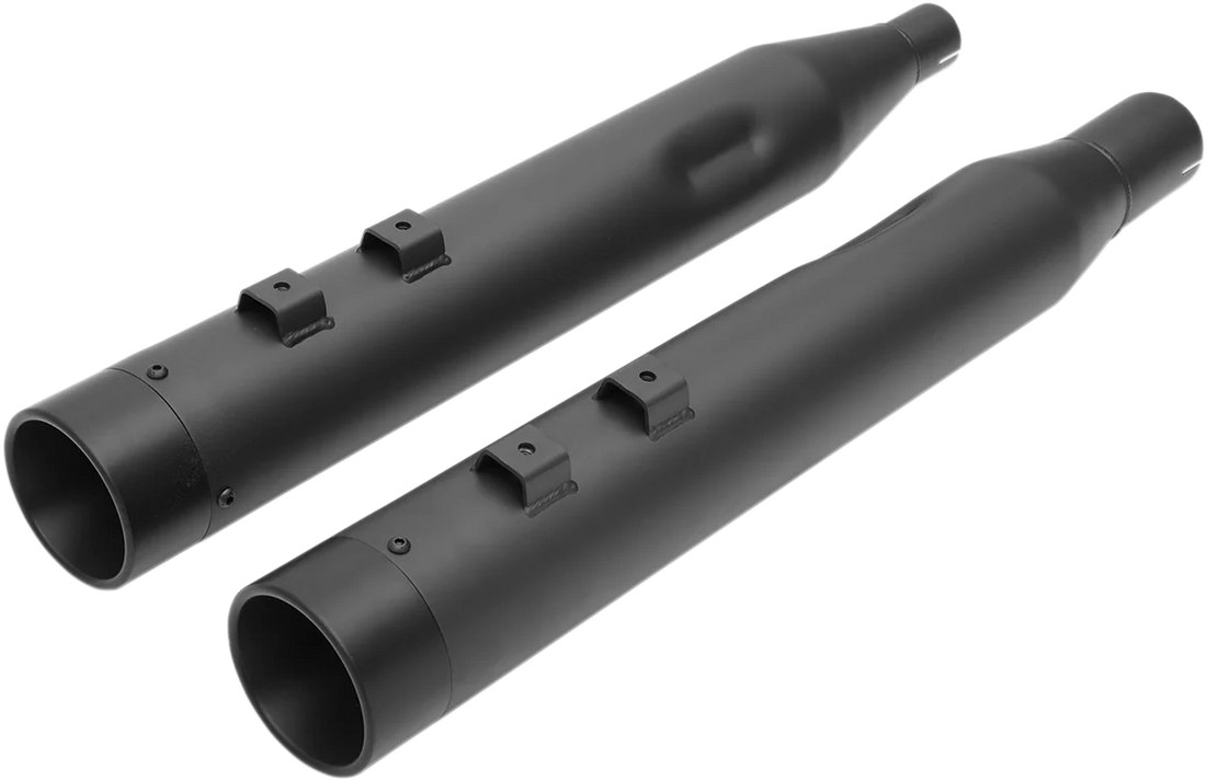 4" Slip-On Mufflers with Billet End Caps - Black/Black DragSpecialties H00972 - Side View