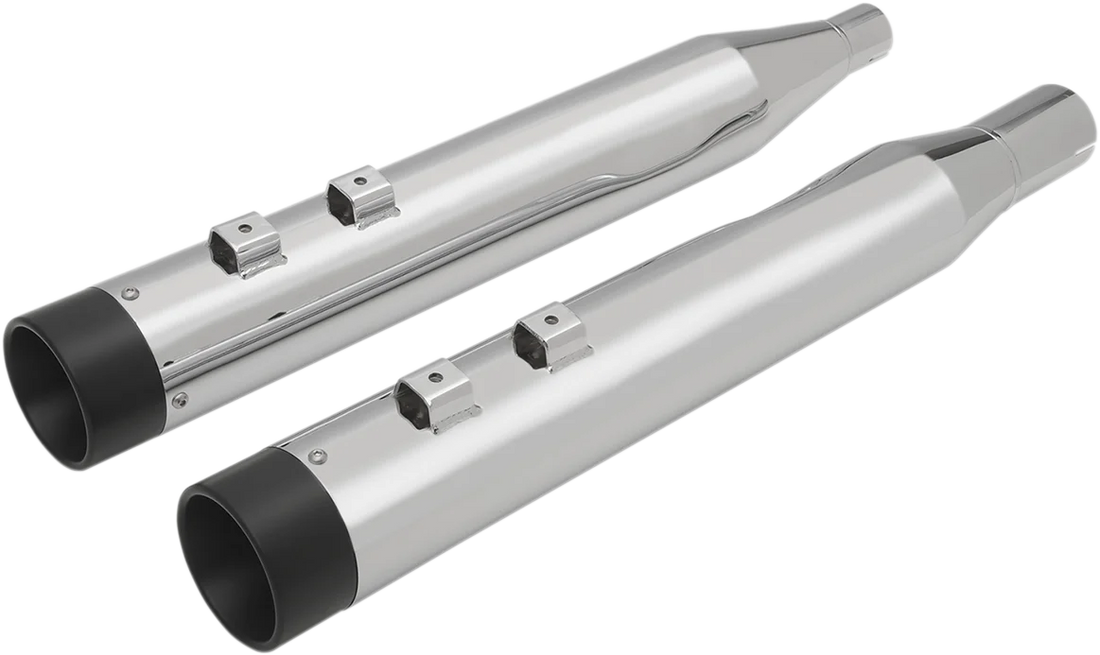 4" Slip-On Mufflers with Billet End Caps - Black/Black DragSpecialties H00972 - Detail View