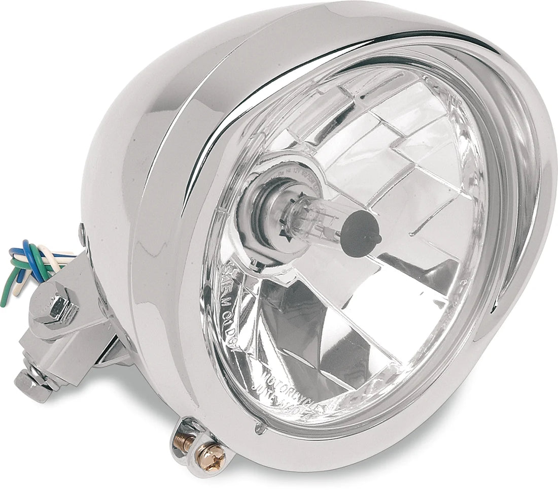 5-3/4" Head Light with Visor - Clear Lens - Black DragSpecialties 20-0444B - Side View