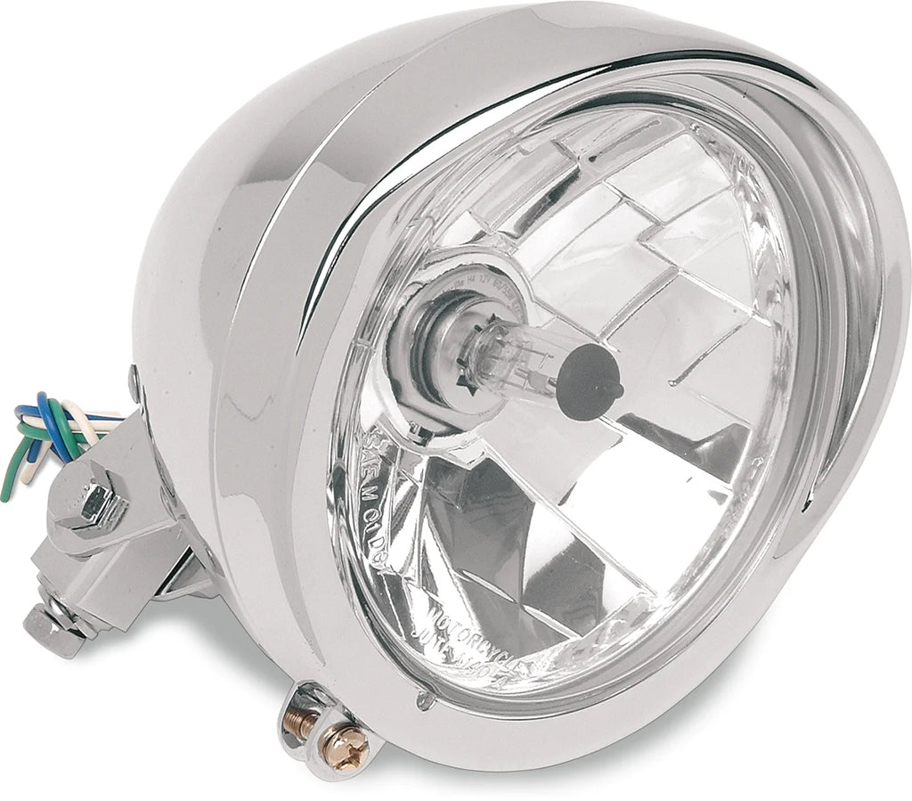 5-3/4" Head Light with Visor - Clear Lens - Black DragSpecialties 20-0444B - Side View