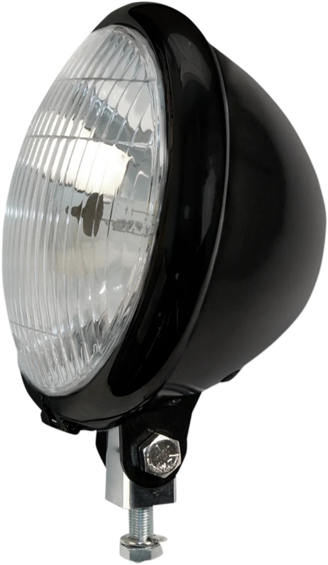 5 3/4" Headlight Assembly - Black/Chrome - Side View