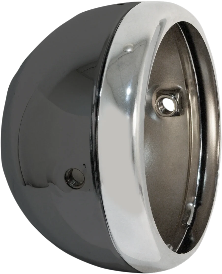 5 3/4" Lucas Style Headlight Shell - Chrome - Side View