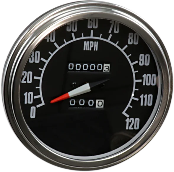 5" FL-Style 2240:60 Speedometer with Reed Switch - '68-'84 Black Face DragSpecialties 74584M - Main Product View