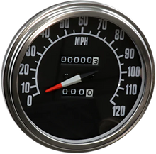Load image into Gallery viewer, 5" FL-Style 2240:60 Speedometer with Reed Switch - '68-'84 Black Face DragSpecialties 74584M - Main Product View