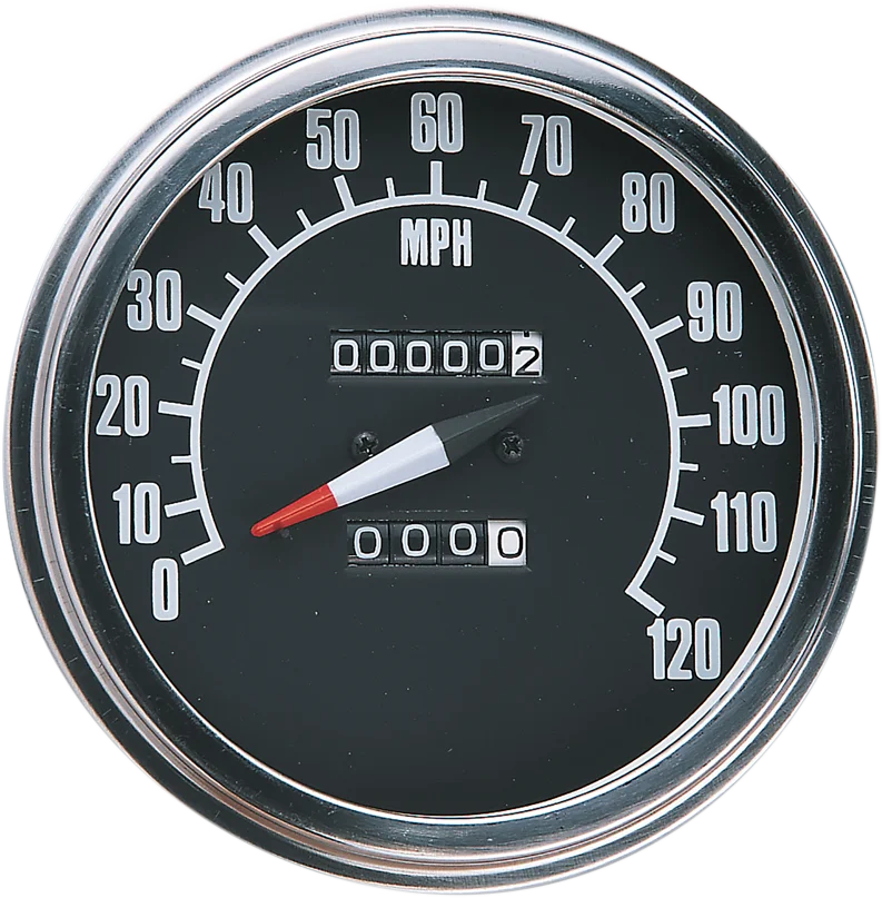 5" FL-Style 2240:60 Speedometer with Reed Switch - '68-'84 Black Face DragSpecialties 74584M - Back View