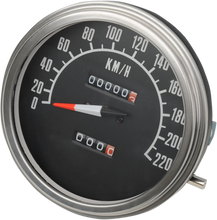 Load image into Gallery viewer, 5" KPH FL-Style 2:1 Speedometer - '68-'84 Black Face DragSpecialties 72761KMX - Main Product View