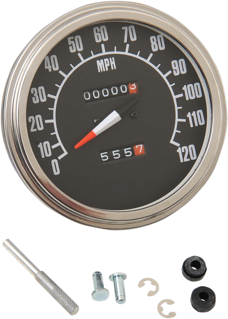 5" MPH FL-Style 1:1 Speedometer - '68-'84 Black Face DragSpecialties 70847M - Main Product View