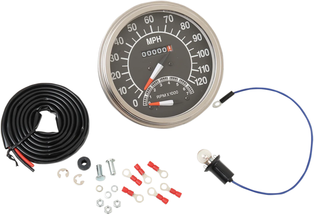 5" MPH FL-Style 1:1 Speedometer with Tachometer - '68-'84 Black Face DragSpecialties 71478M - Main Product View