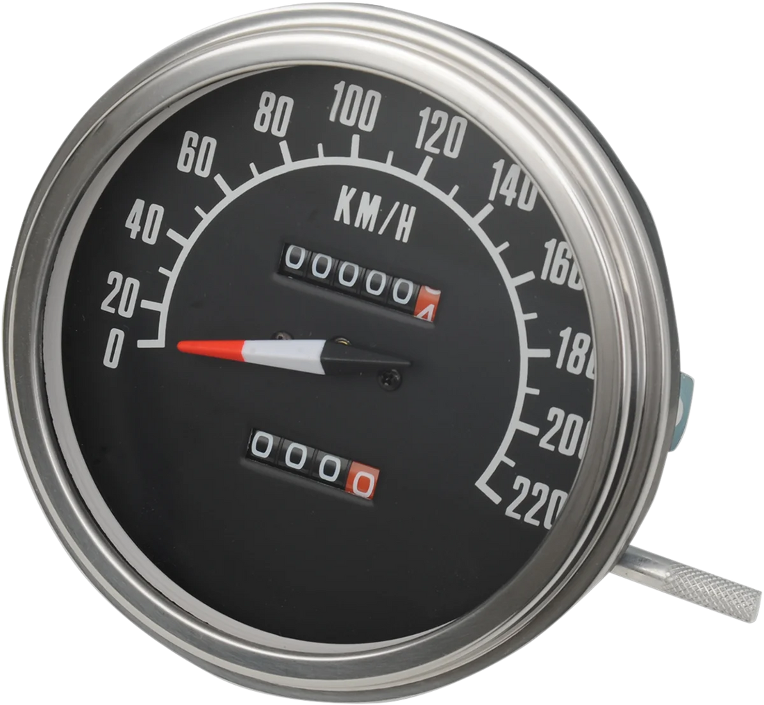 5" MPH FL-Style 1:1 Speedometer with Tachometer - '68-'84 Black Face DragSpecialties 71478M - Side View