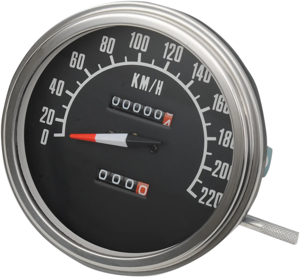 5" MPH FL-Style 1:1 Speedometer with Tachometer - '68-'84 Black Face DragSpecialties 71478M - Side View