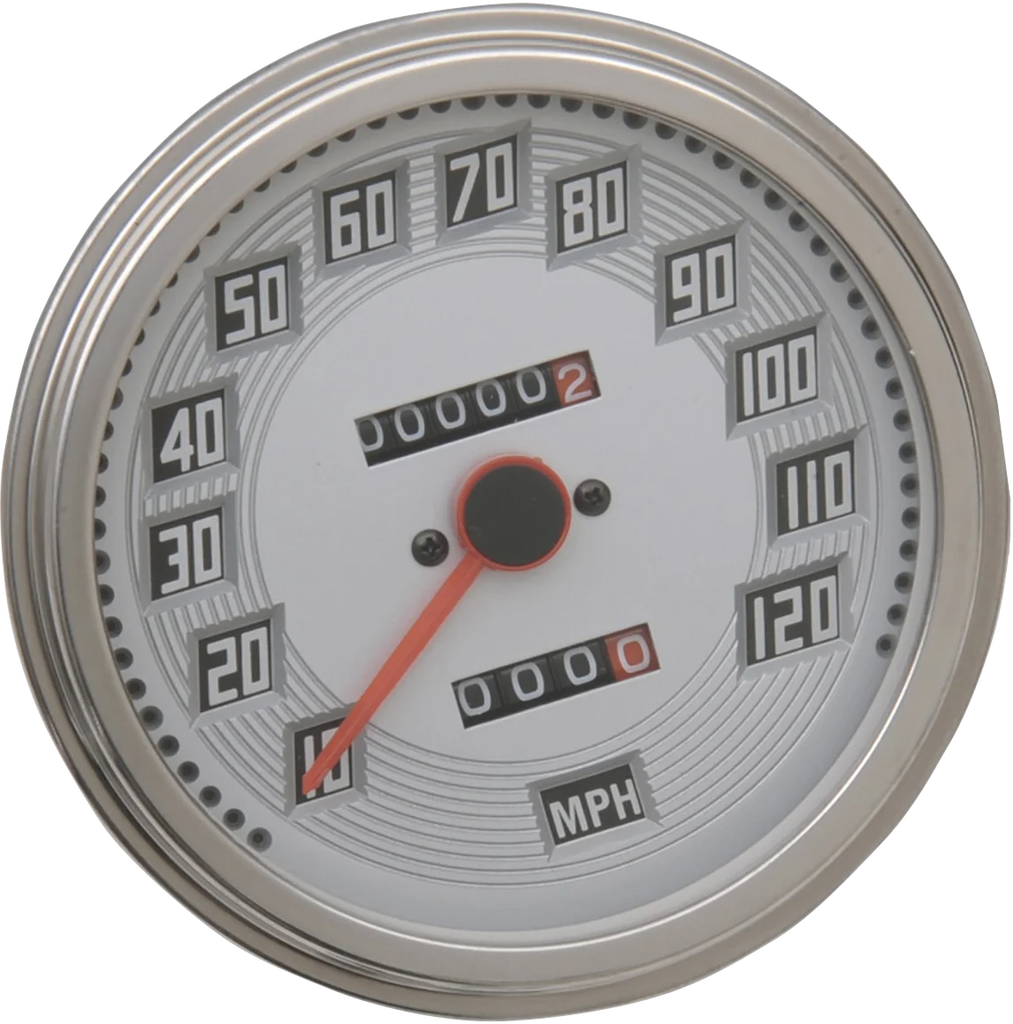 5" MPH FL-Style 2:1 Speedometer with Tach - Billet Look White Face DragSpecialties 75694 - Main Product View