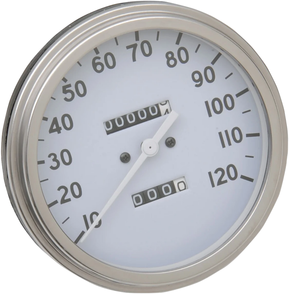 5" MPH FL-Style 2:1 Speedometer with Tach - Billet Look White Face DragSpecialties 75694 - Side View