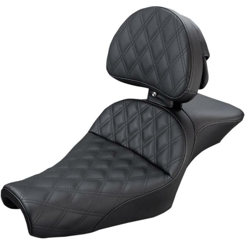 Saddlemen Explorer Seat - With Backrest - Lattice Stitched - Black 807-11-030LS fits 2004-2022 Harley-Davidson XL