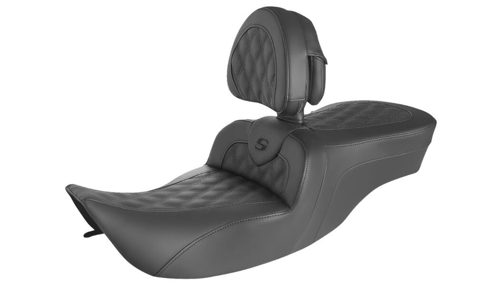 Saddlemen Roadsofa™ Seat - Full Lattice Stitch - with Backrest 897-06-182BR fits 1997-2007 Harley-Davidson FLH