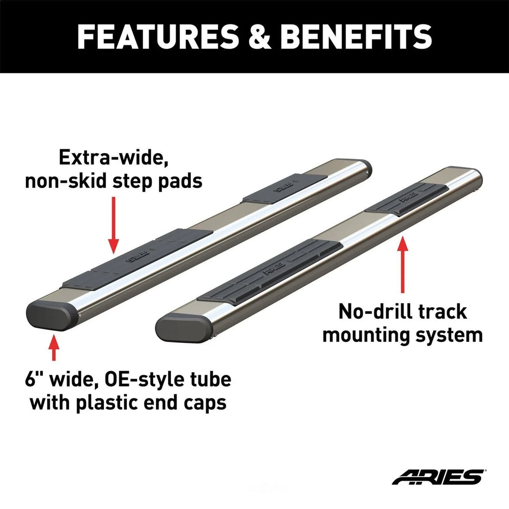 6" x 91" Polished Stainless Oval Side Bars (No Brackets) S2891 fits 1999-2003 2008-2017 Ford F-250 Super / 2004-2007 Harle...