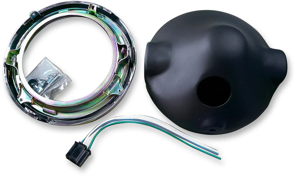 7" Side Mount Headlamp Shell - Black - Side View