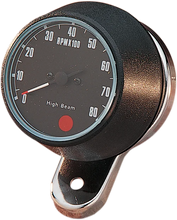 Load image into Gallery viewer, 8000 RPM Mechanical Tachometer - Chromed Bracket - Black Face DragSpecialties 72701 - Main Product View