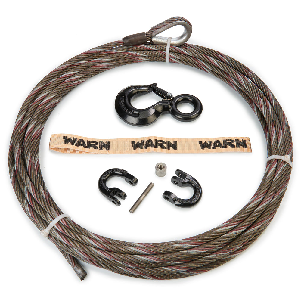 Prt Rope Warn WIRE ROPE ASSEMBLY 7/16 IN DIA x 100 FT WITH COUPLING LINK AND HO ...