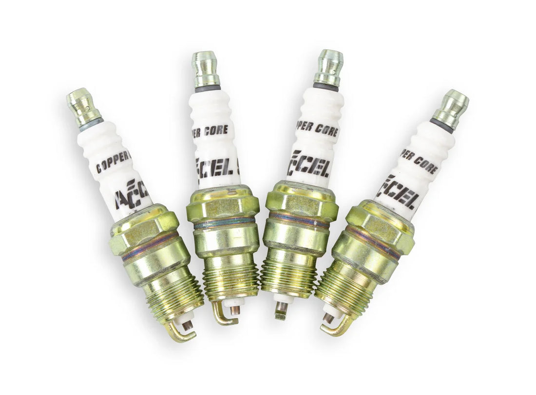 ACCEL 14mm Thread - .460 in Reach - Tapered Seat - 2 Pack of 0576S-4 (8 Spark Plugs) - Side View