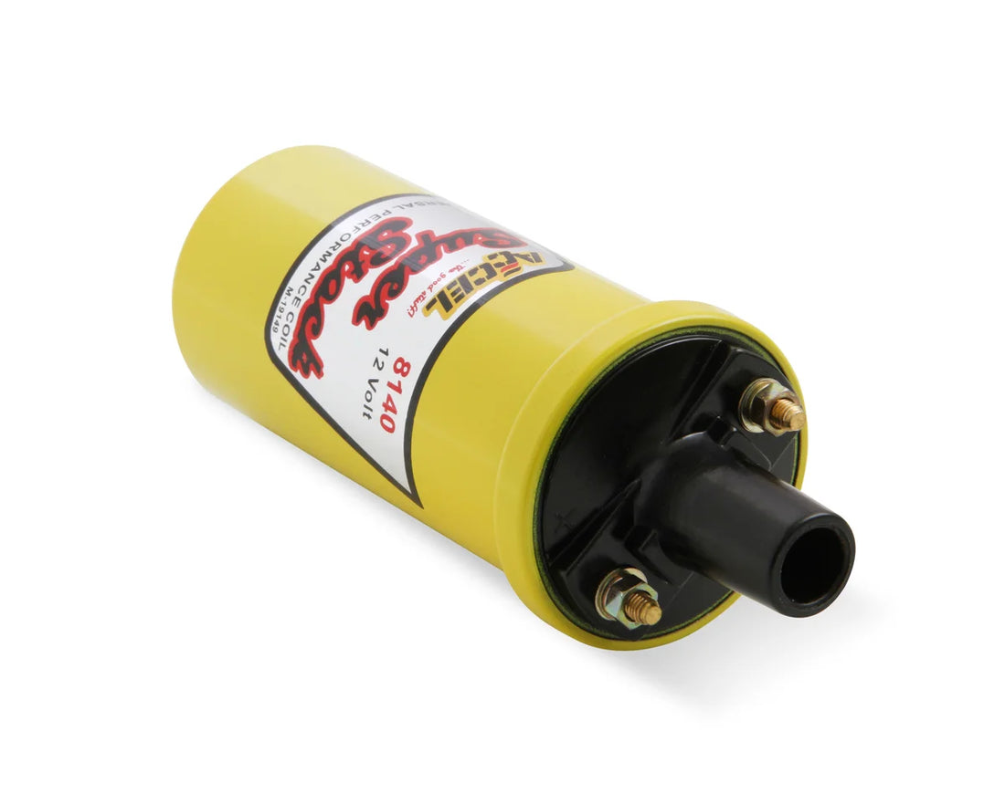 ACCEL 8140 Ignition Coil - Yellow - 42000v 1.4 Ohm Primary - Points - up to 6500 RPM - Installation View