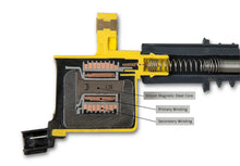Load image into Gallery viewer, ACCEL Ignition Coil- SuperCoil- 2004-2008 Ford 4.6L/5.4L/6.8L 3-valve- Yellow-Individu 140033 - Side View