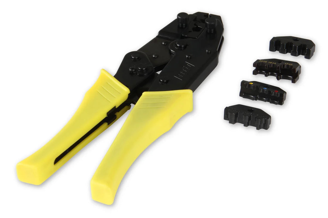 ACCEL Ratcheting crimp tool for spark plug wires and other electrical connectors. - Side View