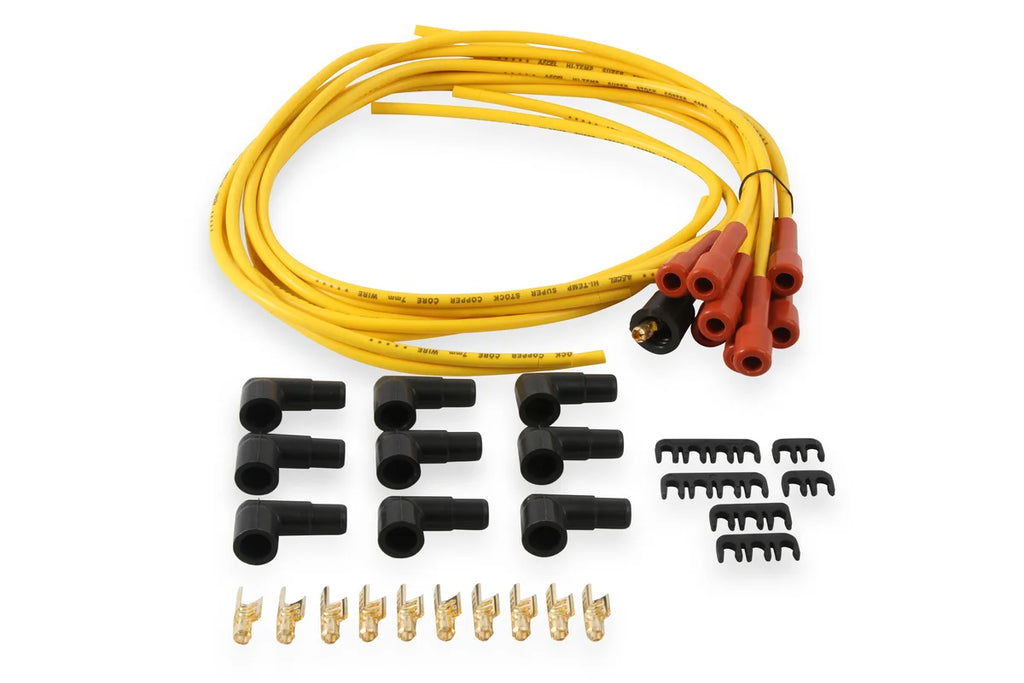ACCEL Spark Plug Wire Set- 7mm-Super Stock-Copper Core-Universal Straight Boots-Yellow 3008 - Main Product View