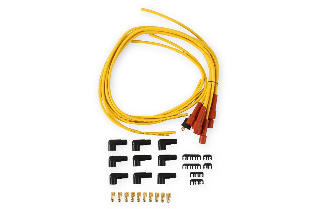 ACCEL Spark Plug Wire Set- 7mm-Super Stock-Copper Core-Universal Straight Boots-Yellow 3008 - Side View
