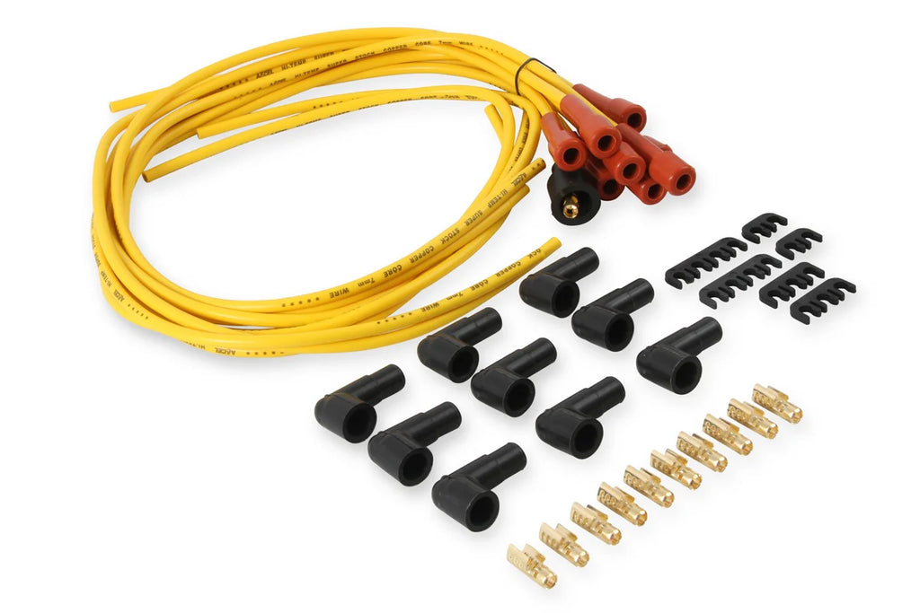 ACCEL Spark Plug Wire Set- 7mm-Super Stock-Copper Core-Universal Straight Boots-Yellow 3008 - Back View