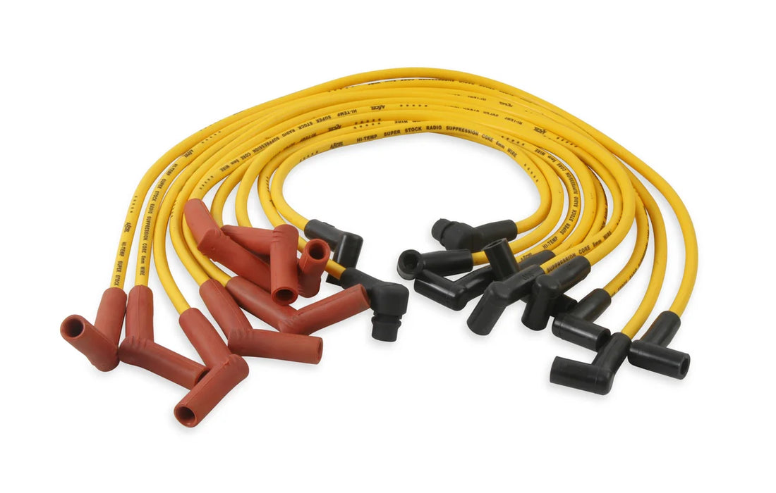 ACCEL Spark Plug Wire Set- 8mm-Custom with Graphite Core-HEI Stock Style Boots- Yellow - Side View