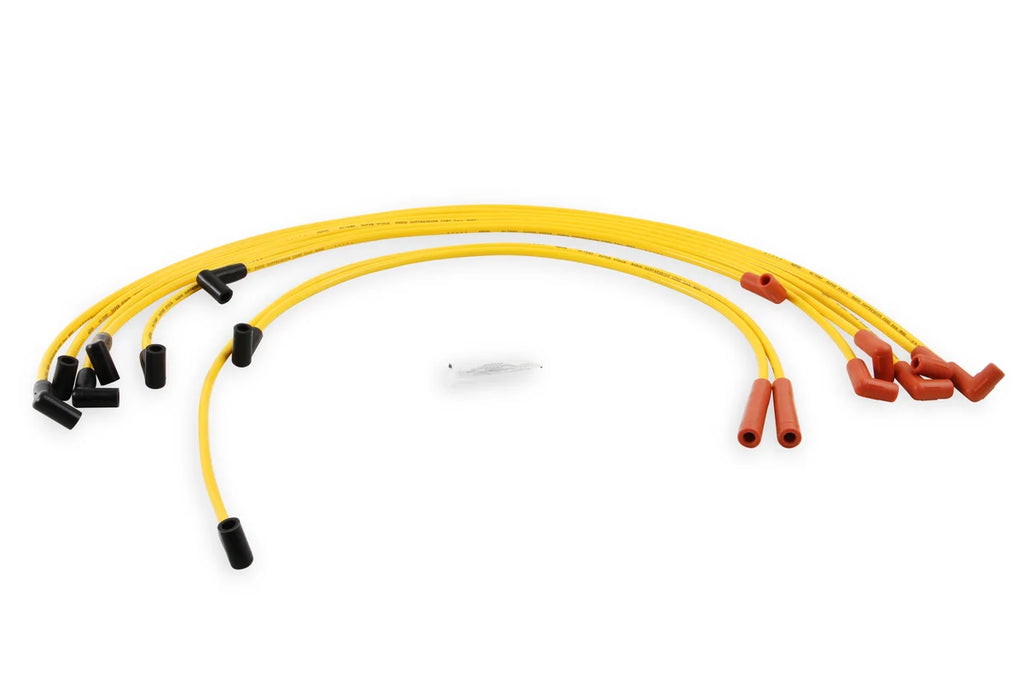 ACCEL Spark Plug Wire Set- 8mm- Super Stock- Graphite Core- HEI Style Boots- Yellow - Side View