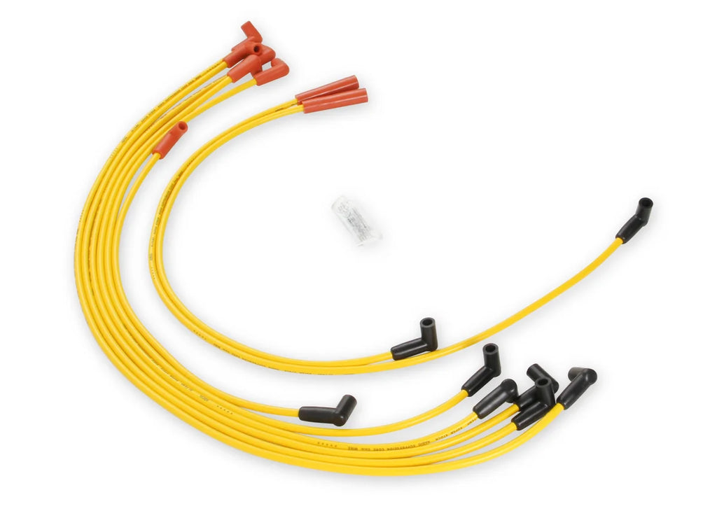 ACCEL Spark Plug Wire Set- 8mm- Super Stock- Graphite Core- HEI Style Boots- Yellow - Back View