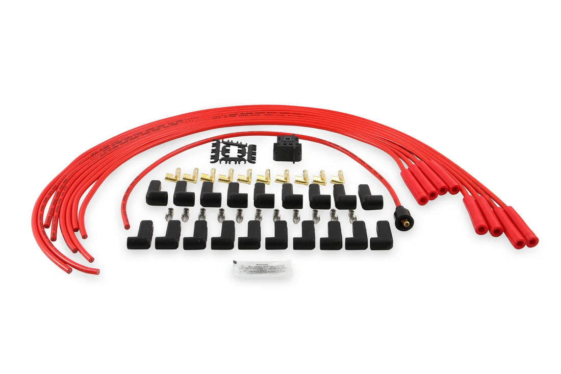 ACCEL Spark Plug Wire Set - 8mm - Universal - Red Wire with Red Straight Boots - Back View